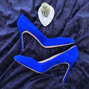 Manolo Blahnik Blue Suede Stilettos
